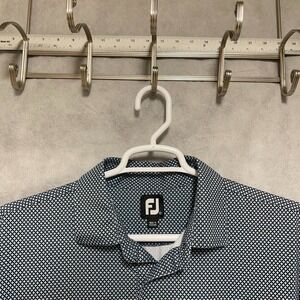 FootJoy Polo Shirt Men XLT Blue Golf Stars AOP Geometric‎ Performance Abstract